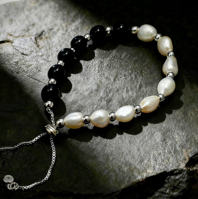 Natural Pearl Bracelet-White Gold Plated