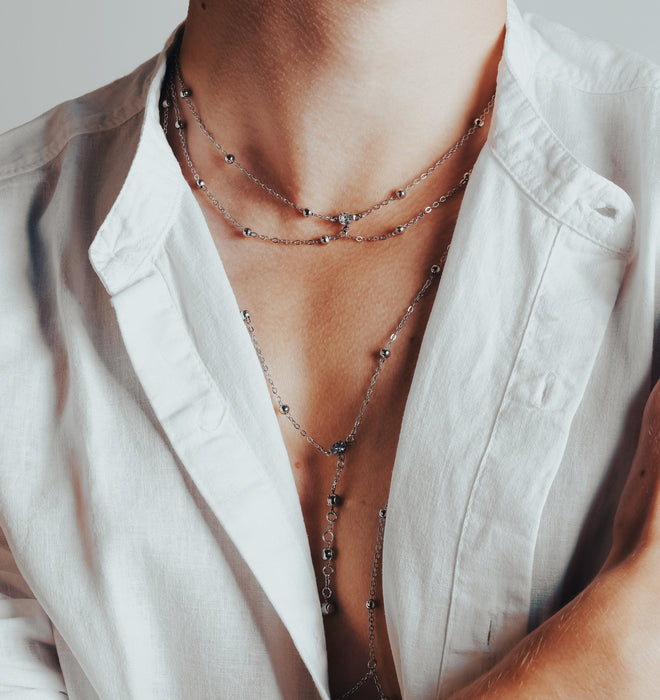 Silver Body Chain & Necklace Set