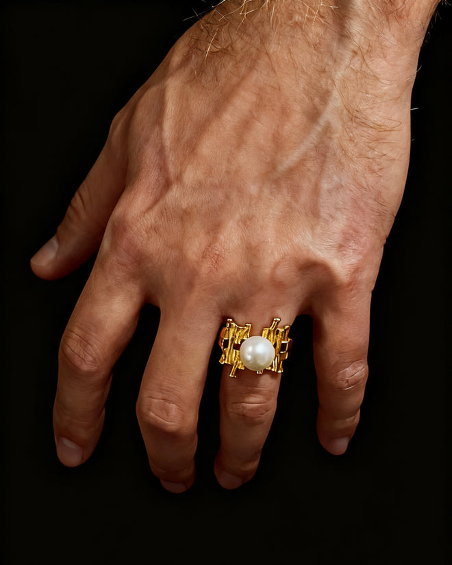 Baroque Pearl Adjustable Ring-18K Gold Plated