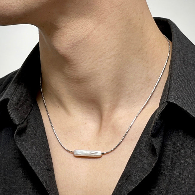 Bar Pearl Pendant Necklace