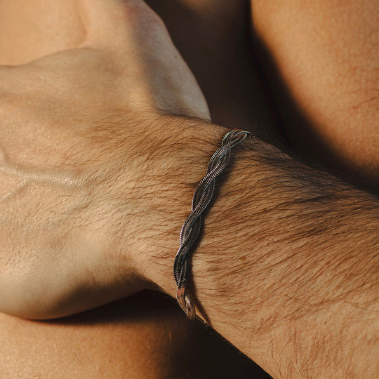 Duo Flat Snake Bracelet Silver