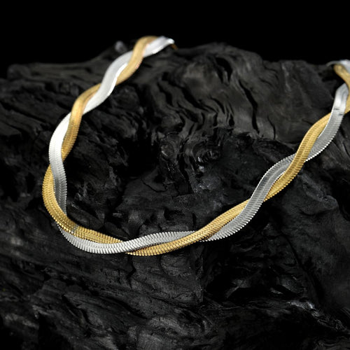 Duo-Tone Snake Chain Set(18k gold plated)