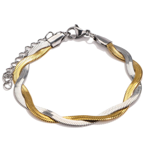 Duo-Tone Snake Bracelet-18K Gold Plated