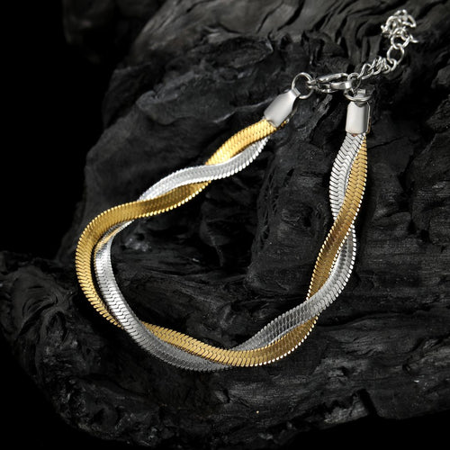 Duo-Tone Snake Bracelet-18K Gold Plated
