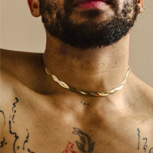 Duo Flat Snake Chain Set-18K Gold Plated
