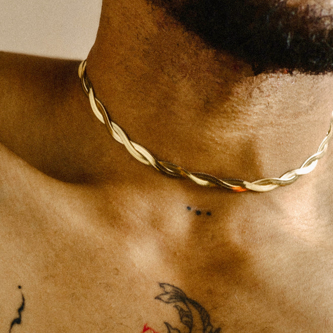Duo Flat Snake Chain(18k gold plated)