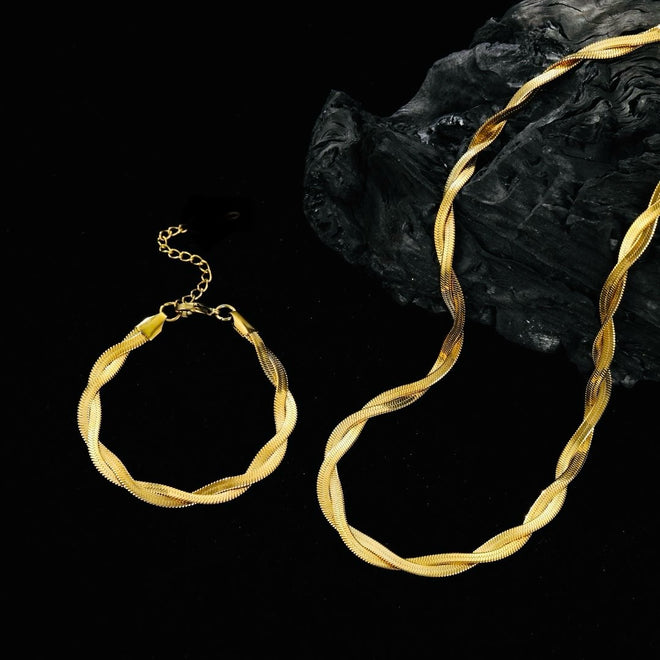 Duo Flat Snake Chain Set