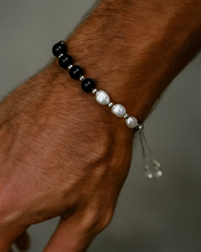 Natural Pearl Bracelet (white gold plated)