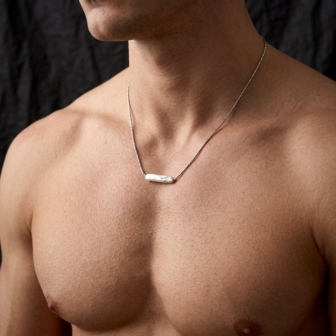 Bar Pearl Pendant Necklace