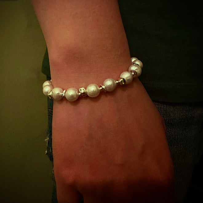 Baroque Pearls Bracelet(white gold plated)