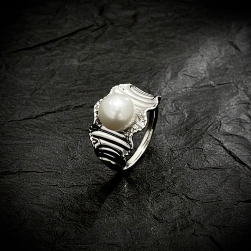 Löv-Baroque Adjustable Ring-White Gold Plated