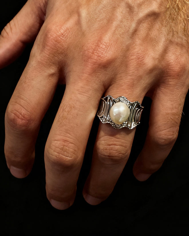 Löv-Baroque Adjustable Ring-White Gold Plated