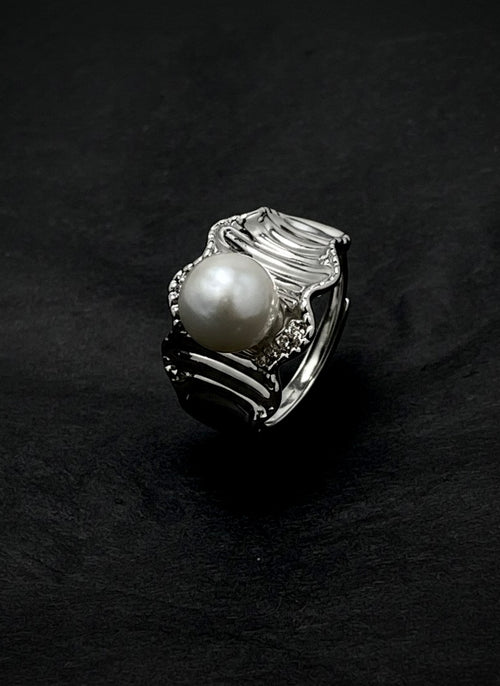 Löv-Baroque Adjustable Ring-White Gold Plated