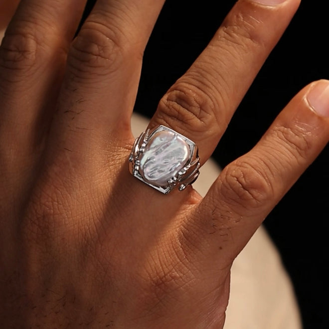 Baroque Pearl Grip Ring