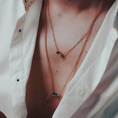 Gold Body Chain-Green Stone