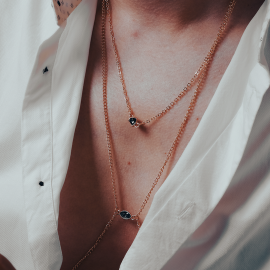Gold Body Chain-Green Stone