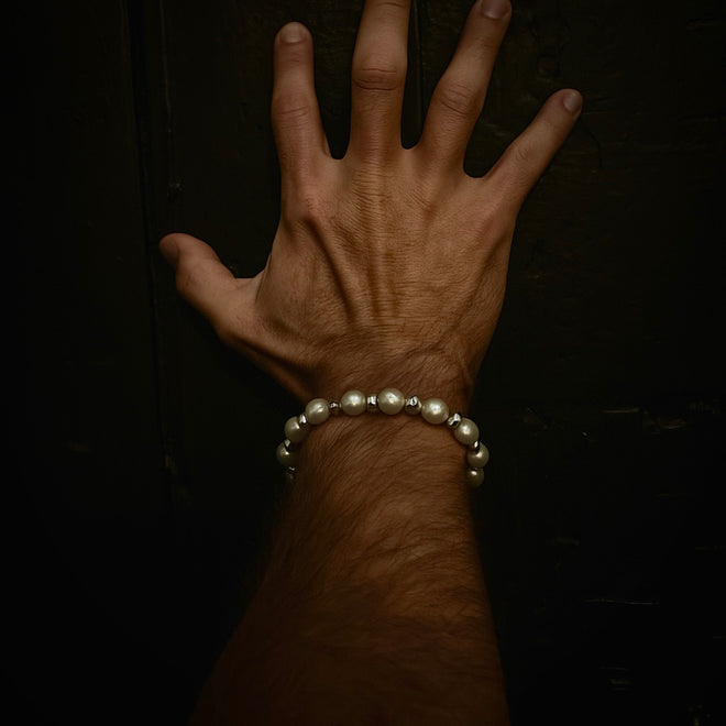 Natural Baroque Pearls Bracelet(white gold plated)