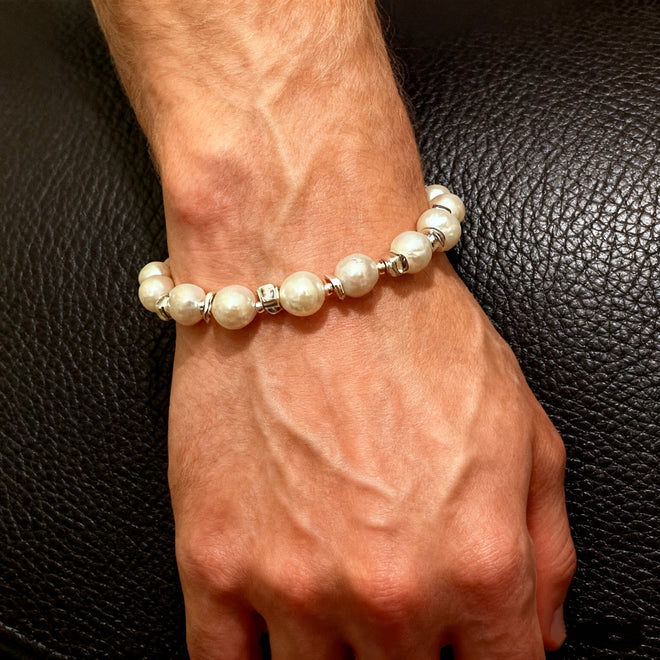 Baroque Pearls Bracelet-White Gold Plated