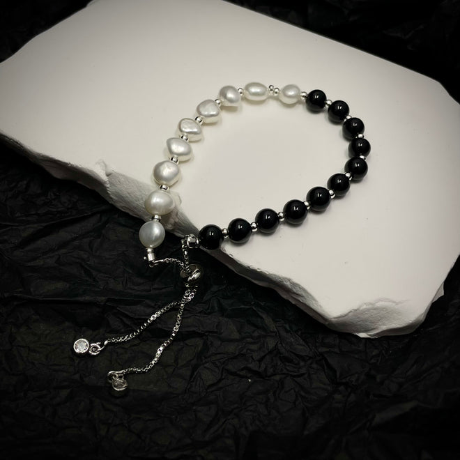 Natural Pearl Bracelet (white gold plated)
