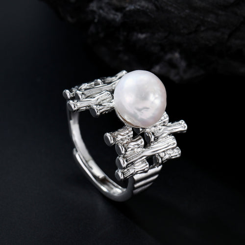[Non-US PreOrder Update]Baroque Pearl Adjustable Ring-White Gold Plated