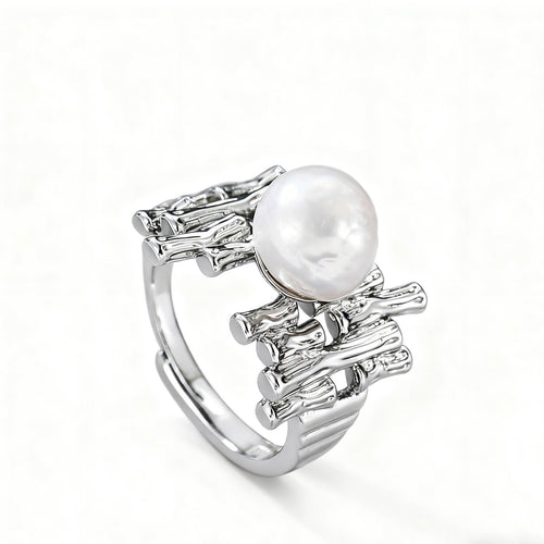 [Non-US PreOrder Update]Baroque Pearl Adjustable Ring-White Gold Plated