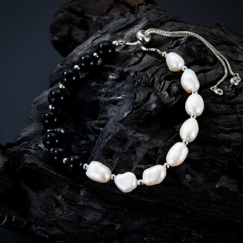 Natural Pearl Bracelet-White Gold Plated