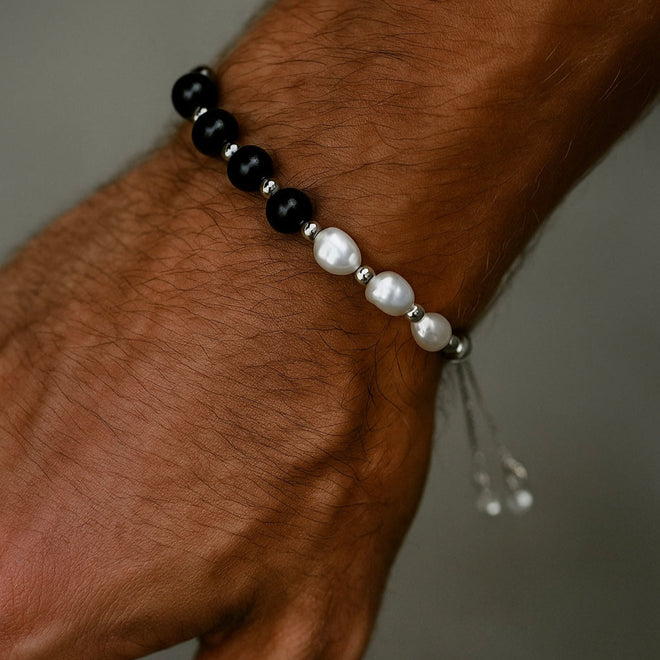Natural Pearl Bracelet (white gold plated)