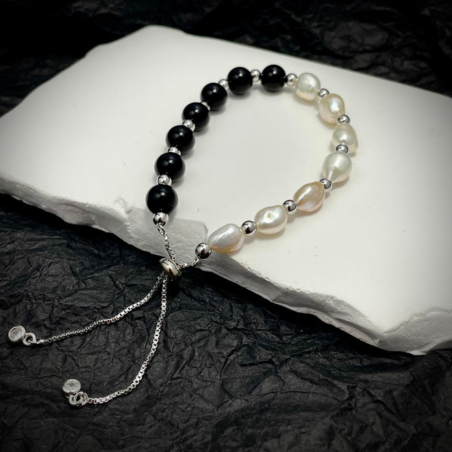Natural Pearl Bracelet (white gold plated)