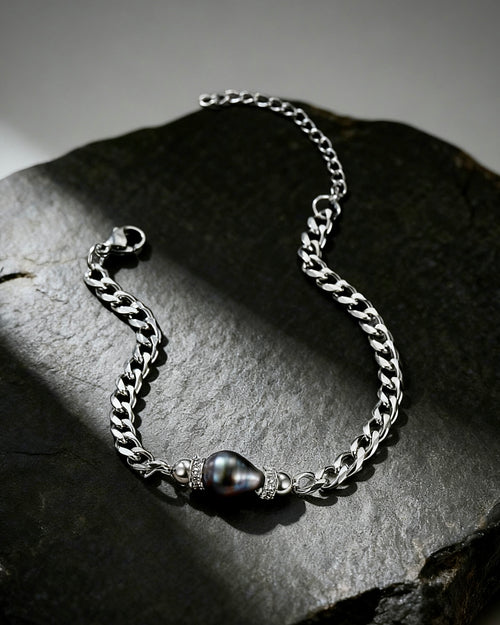 Natural Tahitian Pearl Cuban Bracelet