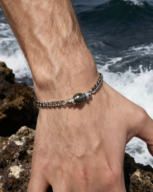 Natural Tahitian Pearl Cuban Bracelet