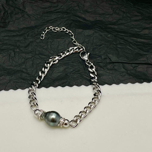Natural Tahitian Pearl Cuban Bracelet