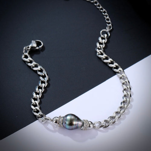 Natural Tahitian Pearl Cuban Bracelet