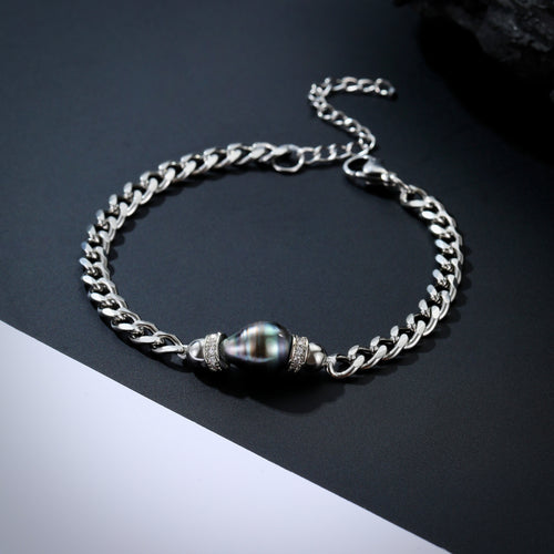 Natural Tahitian Pearl Cuban Bracelet