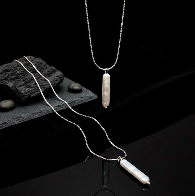 Stick Pearl Pendant Necklace