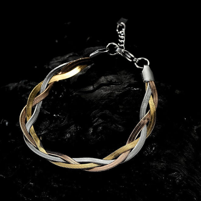 Tri-Flat Snake Bracelet(18k gold plated)