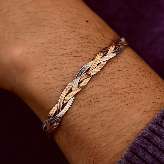 Tri-Flat Snake Bracelet(18k gold plated)