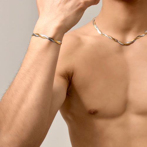 Duo-Tone Snake Chain Set(18k gold plated)