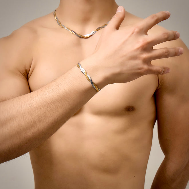 Duo-Tone Snake Chain Set(18k gold plated)