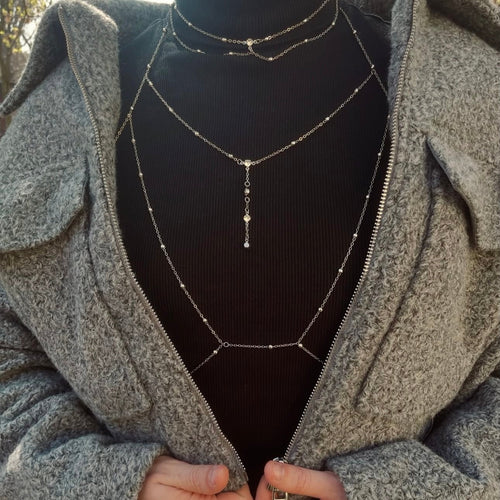 Silver Body Chain & Necklace Set