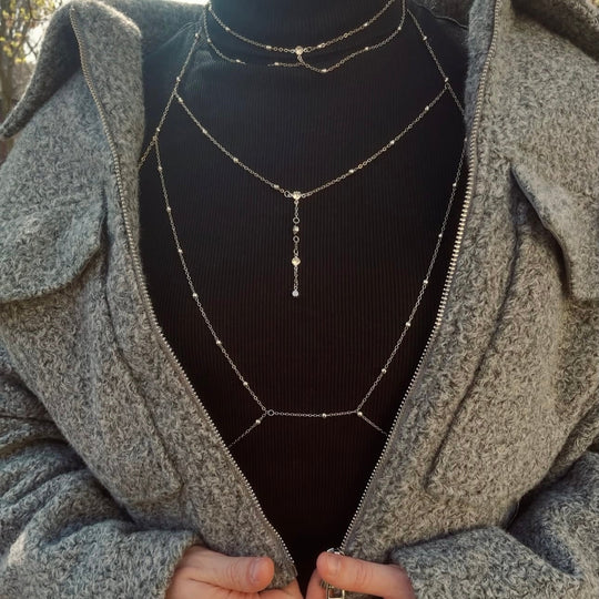 Silver Body Chain & Necklace Set